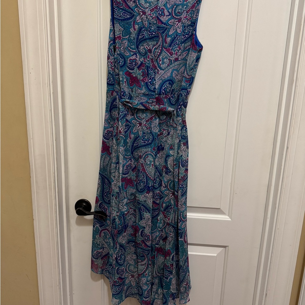 Chaps Blue Ruched Asymmetrical Sundress - Picture 3 of 4